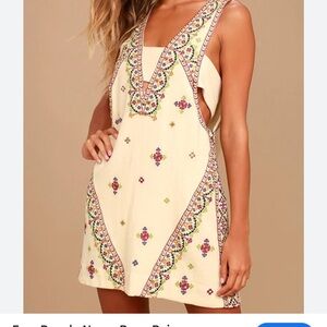 Free People Never Been Beige embroidered mini dress